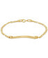 ფოტო #2 პროდუქტის Children's Polished ID Plate Figaro Link Chain Bracelet in 14k Gold