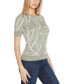 Фото #2 товара Women's Floral Jacquard Short Sleeve Sweater