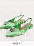 ASOS DESIGN Wide Fit Lotus embellished slingback ballet flats in green satin