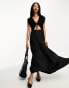 ASOS DESIGN crochet bodice maxi dress with tiered skirt in black