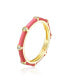 ფოტო #1 პროდუქტის 14k Yellow Gold Plated with Cubic Zirconia Rose-Pink Bamboo Stacking Ring