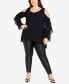 Plus Size Hi Lo Cold Shoulder Long Sleeve Top