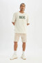 DeFactoFit NBA Milwaukee Bucks Oversize Fit Bisiklet Yaka Kısa Kollu Tişört C4458AX24HS