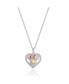 ფოტო #1 პროდუქტის Minnie Mouse Silver and Pink Gold Plated Cubic Zirconia Heart Necklace, 16 + 2''