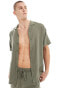 Фото #1 товара South Beach short sleeve linen blend beach shirt in khaki