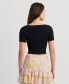 ფოტო #3 პროდუქტის Women's Cropped Short-Sleeve Sweater