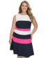 ფოტო #5 პროდუქტის Plus Size Colorblocked Fit & Flare Dress