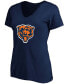 ფოტო #3 პროდუქტის Women's Plus Size Justin Fields Navy Chicago Bears Player Name Number V-Neck T-shirt