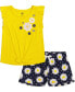 ფოტო #1 პროდუქტის Baby Girls Flutter Sleeve Daisy T-shirt and Printed French Terry Shorts