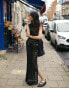 Фото #1 товара Topshop knitted wave stitch column maxi dress in black