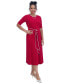 Фото #4 товара Women's Contrast-Trim Short-Sleeve Midi Dress