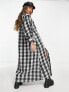 ASOS DESIGN boucle maxi shirt dress in mono check