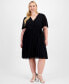 ფოტო #1 პროდუქტის Trendy Plus Size Pleated Chiffon Midi Dress