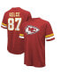 Фото #1 товара Men's Threads Travis Kelce Red Distressed Kansas City Chiefs Name and Number Oversize Fit T-shirt