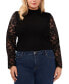 Фото #1 товара Plus Size Mock-Neck Lace-Sleeve Sweater