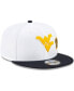 ფოტო #4 პროდუქტის Men's White and Navy West Virginia Mountaineers Two-Tone Side Script 9FIFTY Snapback Hat