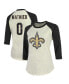 Фото #1 товара Women's Threads Tyrann Mathieu Cream, Black New Orleans Saints Name & Number Raglan 3/4 Sleeve T-shirt