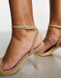 Glamorous Wide Fit barely there heeled sandals in gold glitter