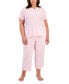 Фото #1 товара Plus Size 2-Pc. Cotton Floral Cropped Pajamas Set, Created for Macy's