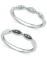 ფოტო #3 პროდუქტის 2-Pc Set Black Diamond (1/20 ct. t.w.) & White Diamond (1/10 ct. t.w.) Stack Rings in Sterling Silver