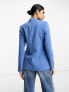 Vila tailored blazer co-ord with asymmetric fastening in blue