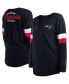 ფოტო #2 პროდუქტის Women's Navy New England Patriots Plus Size Athletic Varsity Lace-Up V-Neck Long Sleeve T-shirt