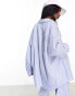 ASOS Weekend Collective co-ord oversized stripe shirt in blue and white Бело-синий, 32 - фото #6