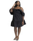 Фото #1 товара Мини-платье ELOQUII плюс-сайз с открытыми плечами и оборками - 22, черный оникс