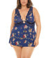 Фото #3 товара Plus Size Naeva Printed Babydoll with Wide Scallop Lace Details
