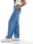 Фото #1 товара Vila wide leg trousers with tie waist in blue chambray