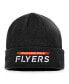 Фото #1 товара Men's Black Philadelphia Flyers Authentic Pro Rink Cuffed Knit Hat