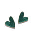Women's Green Enamel Heart Stud Earrings