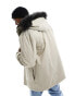 Фото #6 товара Hollister all weather faux fur trim hooded parka in stone