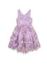 Big Girls Sleeveless Party Dress with Floral Embroidery