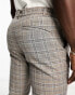 New Look pleat front smart tapered trousers in brown check