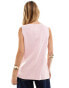 ASOS DESIGN knitted crew neck waistcoat with front split in pink