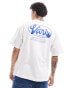 Vans global line shot sleeve back print t-shirt in white and blue