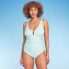 Women's U-Wire One Piece Swimsuit - Shade & Shore Light Blue Geo Print M