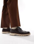 ASOS DESIGN lace up brogue shoes in brown leather with contrast white sole