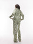 Topshop Tall block floral print shirt and trouser pyjama set in green Зеленый, XS - фото #5