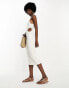 Фото #4 товара JDY Tall exclusive halterneck cut out side linen look midi dress in white