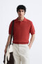 Cotton - linen knit polo shirt