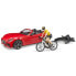 Фото #1 товара спортивный автомобиль  Bruder Roadster с фигуркой и велосипедом,03485
