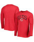 ფოტო #1 პროდუქტის Men's Heather Red Distressed Cincinnati Red Distresseds Inertia Raglan Long Sleeve Henley T-shirt