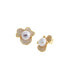 ფოტო #3 პროდუქტის Pave Three Petal Imitation Pearl Stud Earring