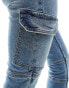 Фото #5 товара Miss Selfridge cargo skinny jean in mid blue wash