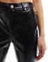 River Island shiny croc effect straight leg trouser in black