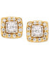 ფოტო #3 პროდუქტის Diamond Princess Halo Cluster Stud Earrings (1/2 ct. t.w.) in 14k White or Yellow Gold