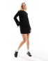 Фото #4 товара Edited long sleeve drape mini dress in black