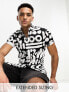 ASOS DESIGN stretch slim shirt in black abstract print